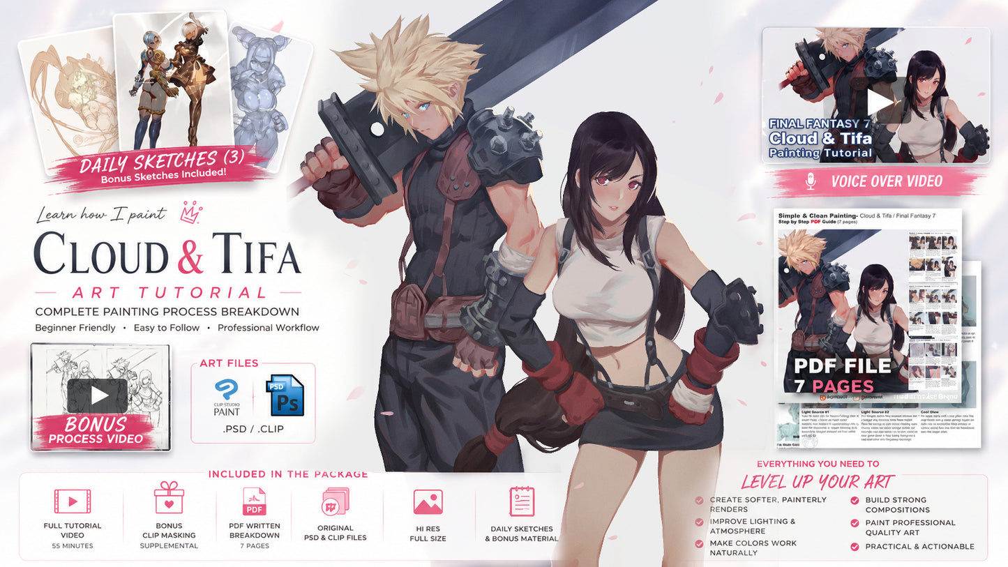 Cloud And Tifa Art Process Tutorial By Jetty