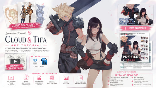 Cloud And Tifa  Art Process Tutorial By Jetty