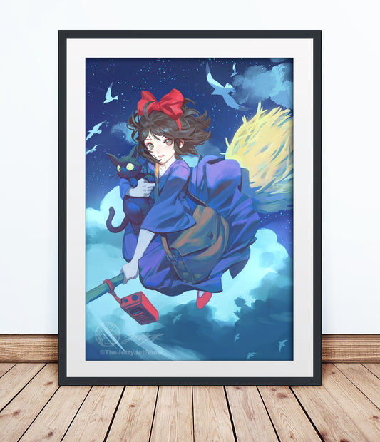 11 Witch And Cat Over The Clouds